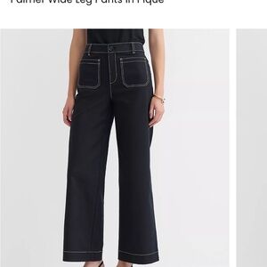 Loft Black Wide Leg Pants with Contrast Stitching size 12